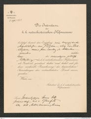 k.k. naturhistorisches Hofmuseum, Intendanzakten 1885-1896 (Hauer), Aktenzahl Z.490/1889, Seite 1